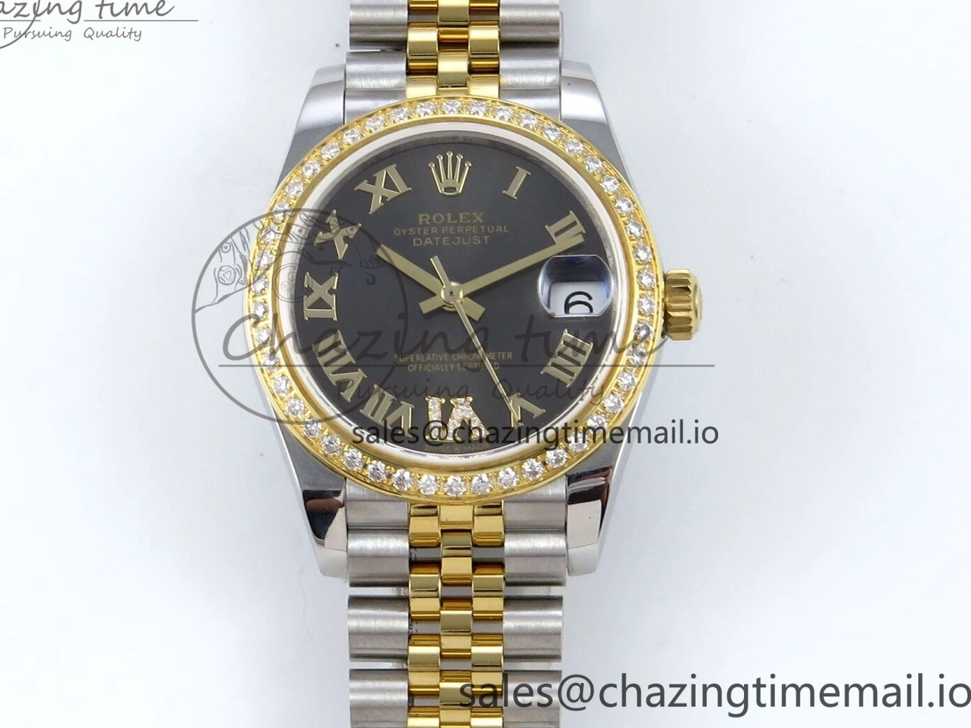 0513 Attractive DateJust 31 278383RBR JARF 1:1 Best Edition 904L Steel Gray Roman Diamonds Dial on SS YG Jubilee Bracelet HZ 880